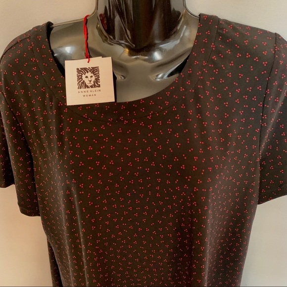 Anne Klein Blouse Pullover Round Neck SS Sz 0X NWT - Picture 2 of 5